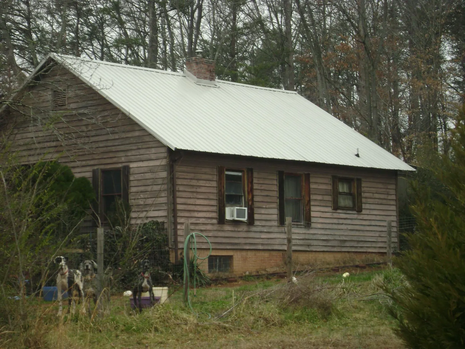 White metal roof on an old wood sided farmhouse, from a Metal Roof Installation job in Medfield